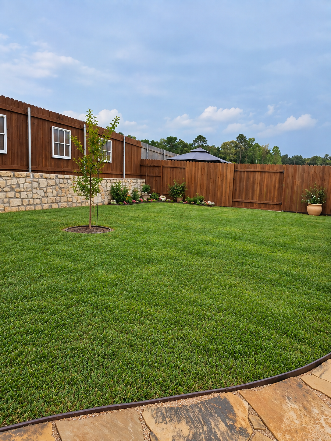 Large secure fenced yard at Grand Pines Pet Sitting