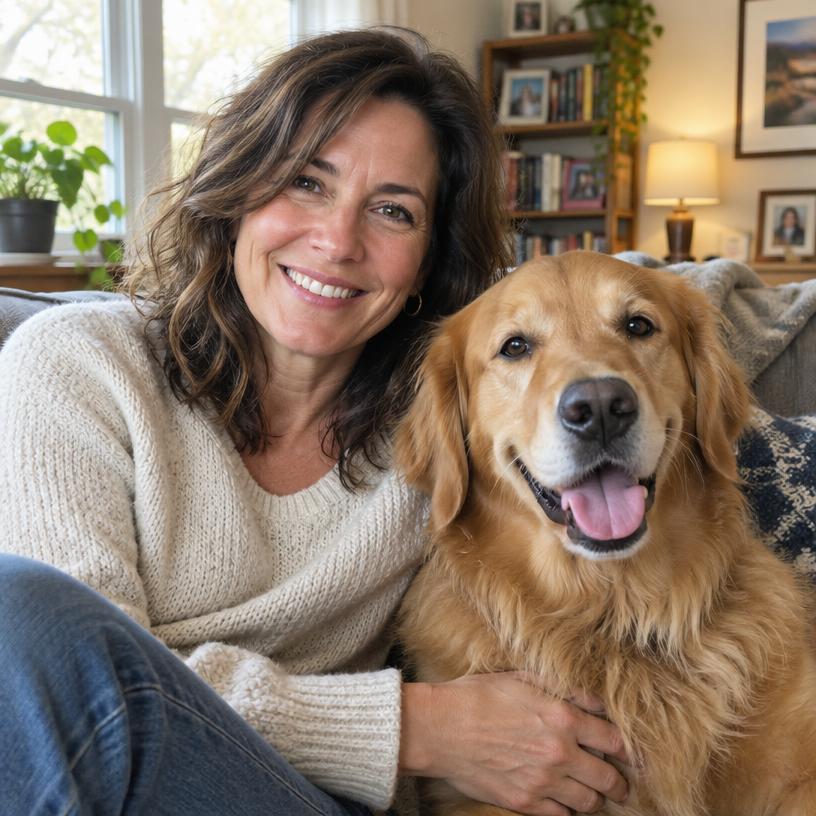 Happy pet parent with their pet