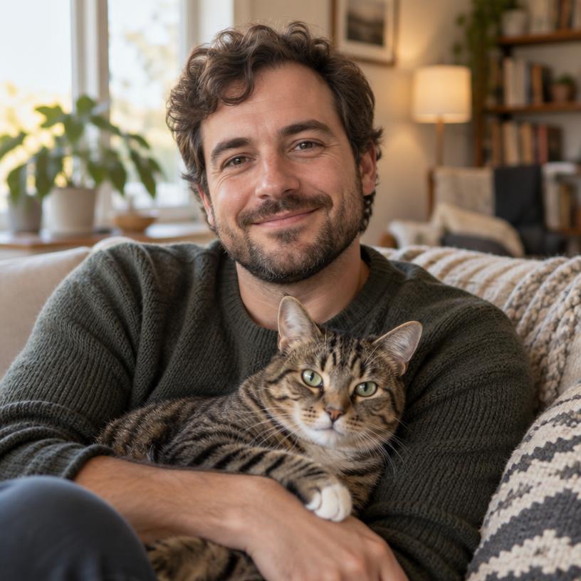Happy pet parent with their pet